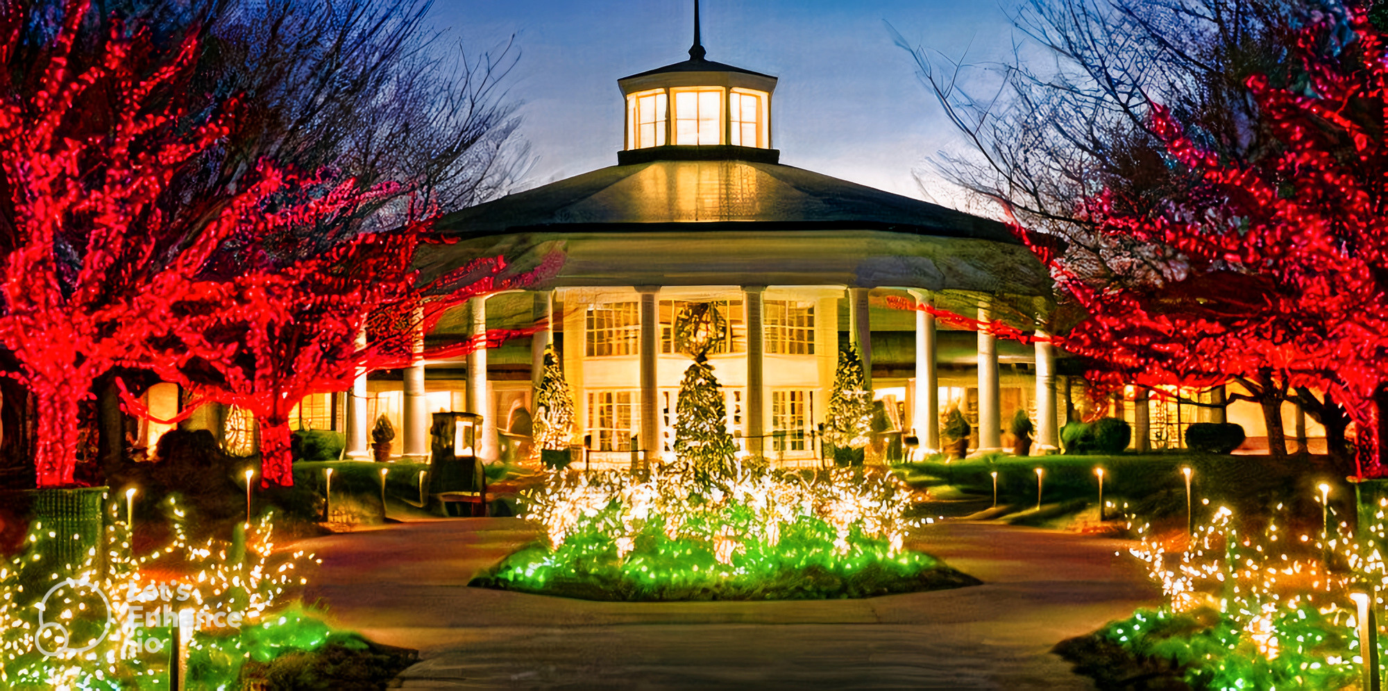 this image shows holiday lighting in El Dorado Hills, CA