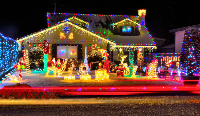 this image shows christmas lights installation in El Dorado Hills, CA